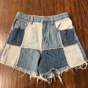 Patchwork Highwaisted Jean Shorts